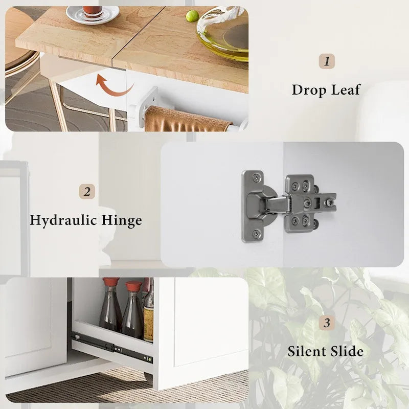 Mobile Kitchen Island with Storage, Adjustable Shelves, Wheels
