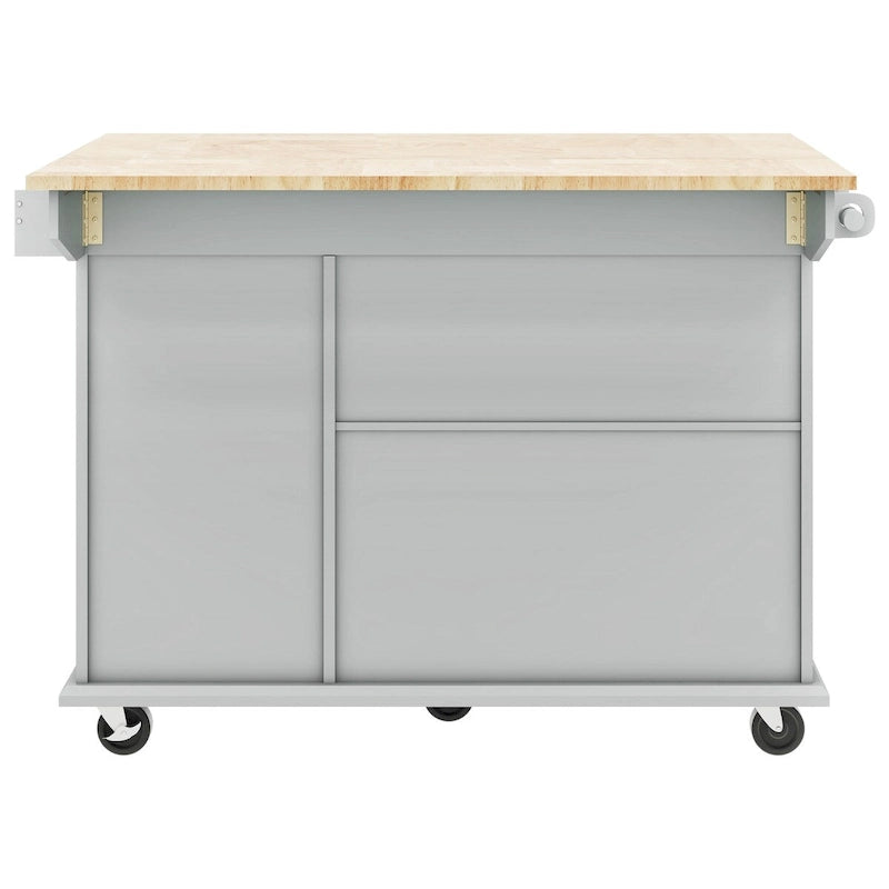 Mobile Kitchen Island with Storage, Adjustable Shelves, Wheels