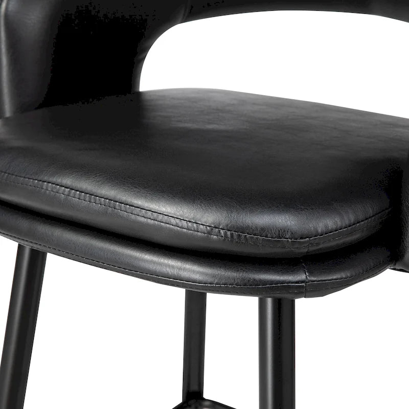 2er-Set moderner Barhocker im Mid-Century-Stil, 40.5H, aus Kunstleder mit Nagelkopfbesatz