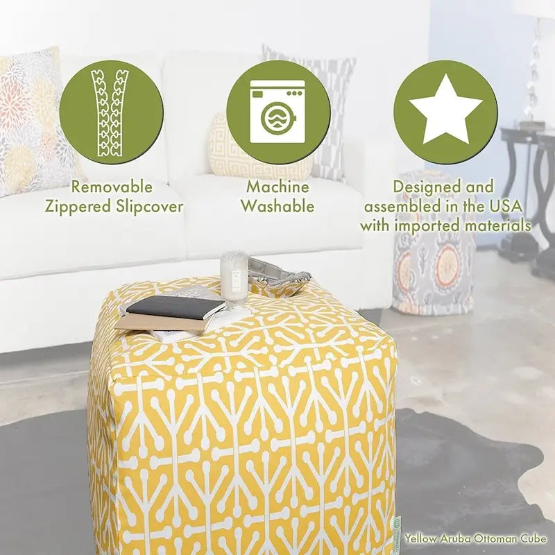 Cotton Twill Indoor Ottoman Pouf Cube - Small