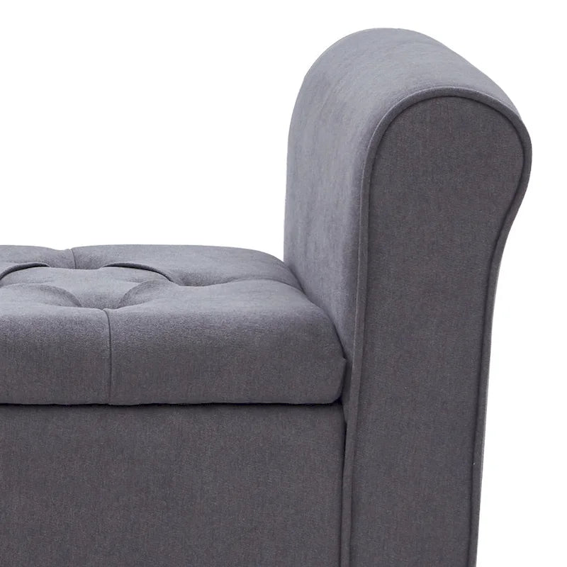 Upholstered Storage Bench Arm Bench Entryway Bench with Tufted Flip Top 50.4 Inches