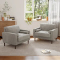 Oversized Accent Chairs Set of 2 Corduroy Fabric with Wooden Legs