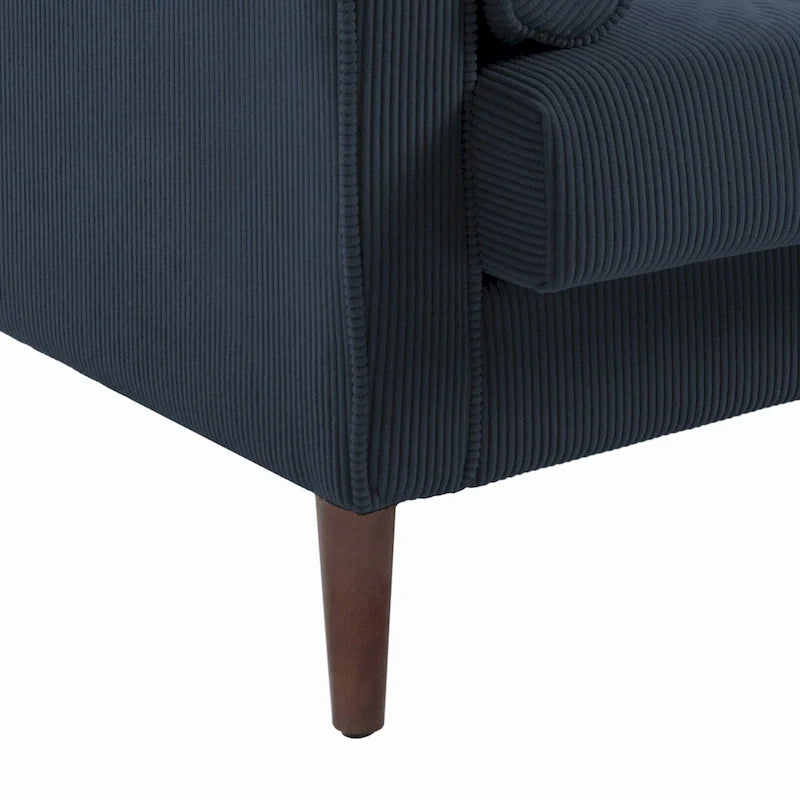 Oversized Accent Chairs Set of 2 Corduroy Fabric with Wooden Legs
