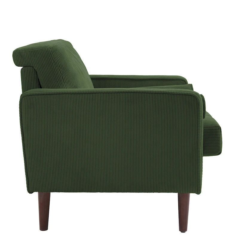 Oversized Accent Chairs Set of 2 Corduroy Fabric with Wooden Legs