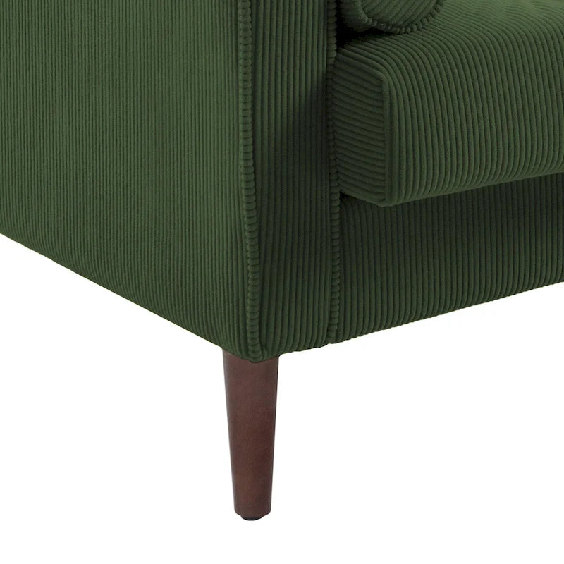 Oversized Accent Chairs Set of 2 Corduroy Fabric with Wooden Legs
