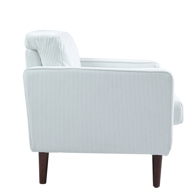 Oversized Accent Chairs Set of 2 Corduroy Fabric with Wooden Legs