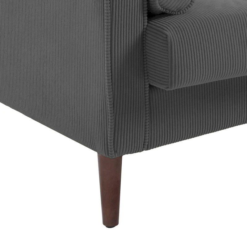 Oversized Accent Chairs Set of 2 Corduroy Fabric with Wooden Legs