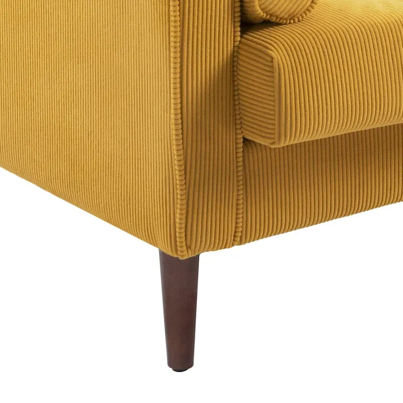 Oversized Accent Chairs Set of 2 Corduroy Fabric with Wooden Legs
