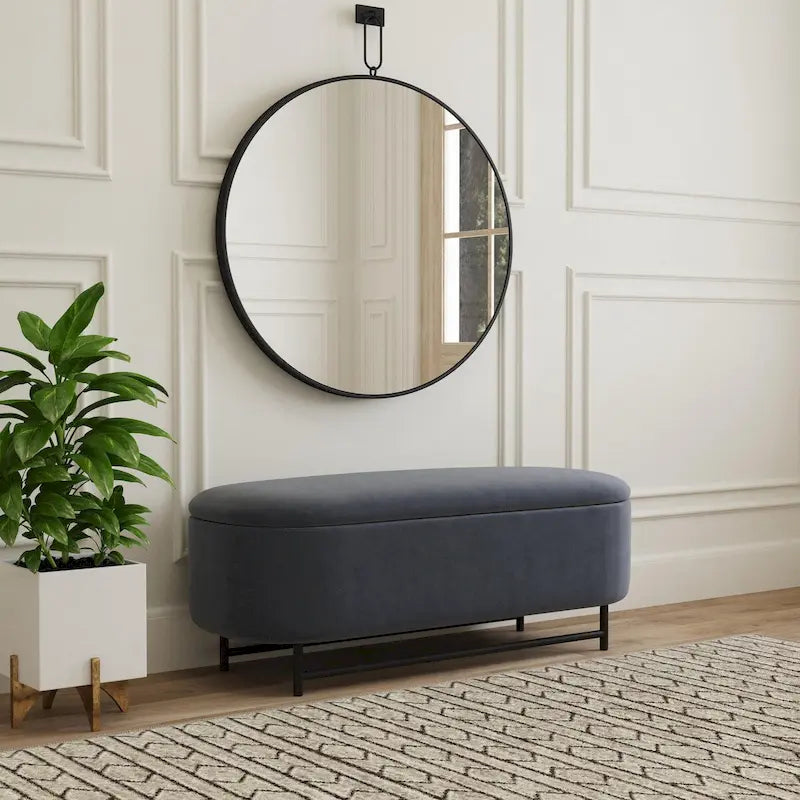 Ellipse Modern Storage Bench with Metal Legs
