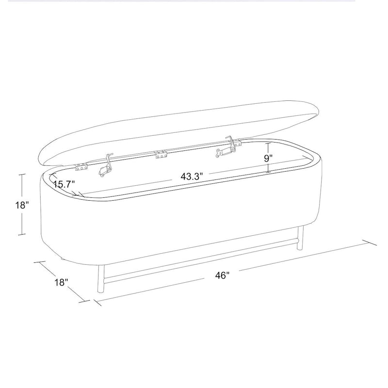 Ellipse Modern Storage Bench with Metal Legs