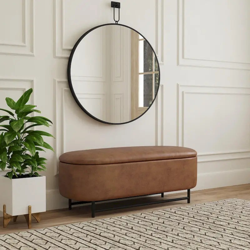 Ellipse Modern Storage Bench with Metal Legs