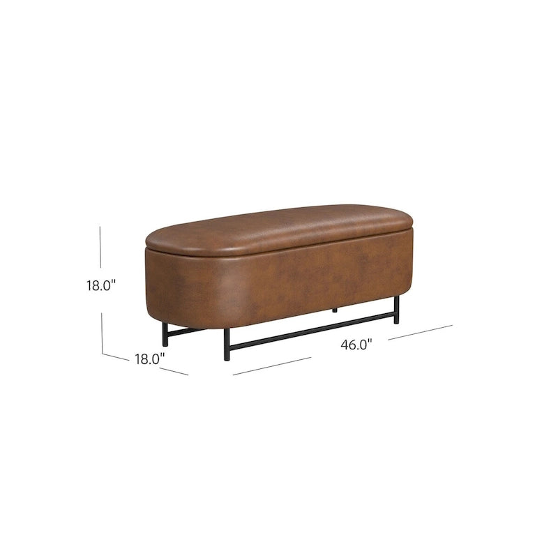 Ellipse Modern Storage Bench with Metal Legs