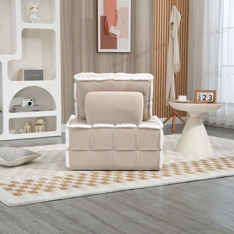 Upholstered Deep Seat Armless Chair Accent Single Lazy Sofa Lounge