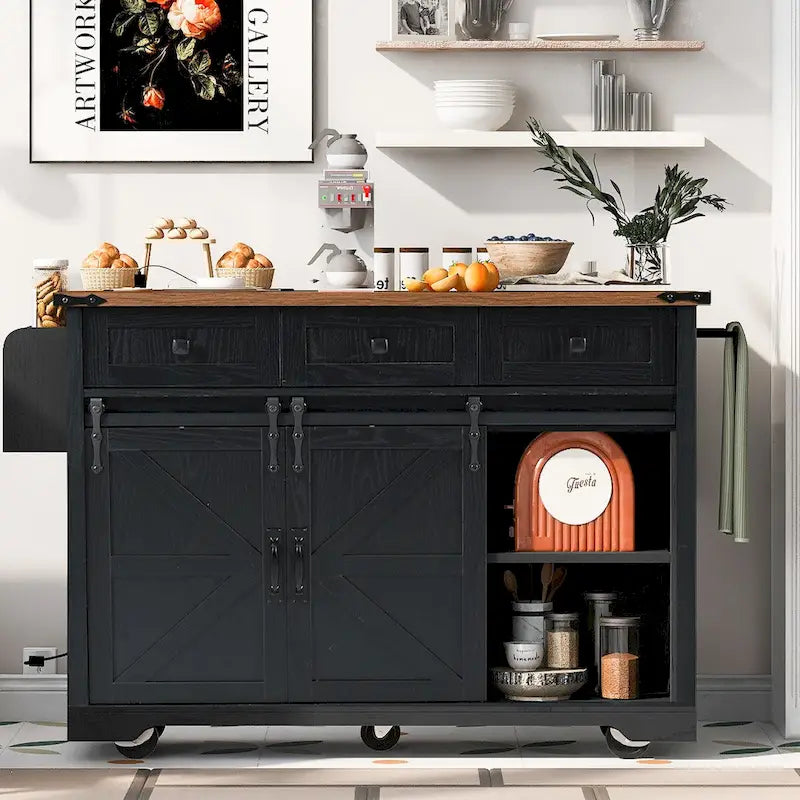 53.5Farmhouse Kitchen Island with Power Outlet