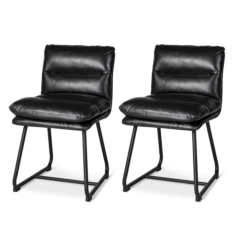 Set of 2/4 Modern PU Leather Upholstered Side Dining Chairs with Metal Legs