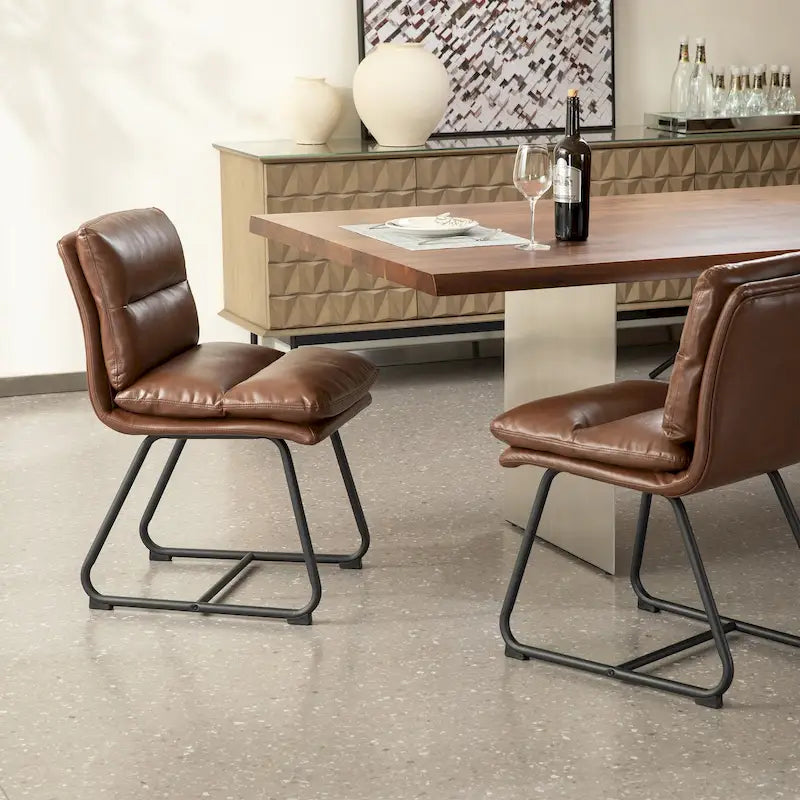 2/4 moderne gepolsterte Esszimmerstühle aus PU-Leder mit Metallbeinen