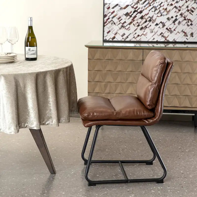 2/4 moderne gepolsterte Esszimmerstühle aus PU-Leder mit Metallbeinen
