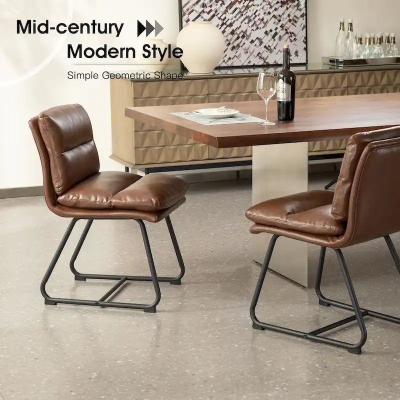 2/4 moderne gepolsterte Esszimmerstühle aus PU-Leder mit Metallbeinen