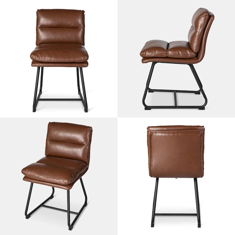 2/4 moderne gepolsterte Esszimmerstühle aus PU-Leder mit Metallbeinen