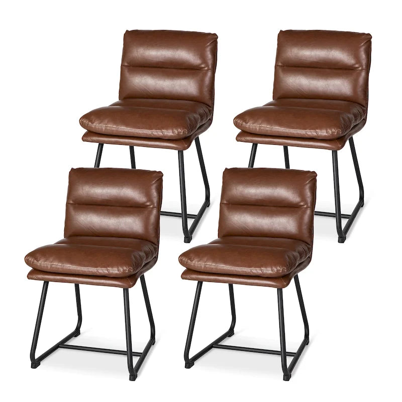 2/4 moderne gepolsterte Esszimmerstühle aus PU-Leder mit Metallbeinen