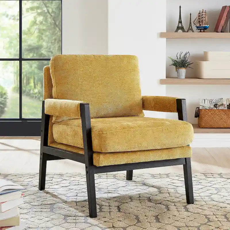 Mid-Century Modern Chenille Upholstered Accent Armchair