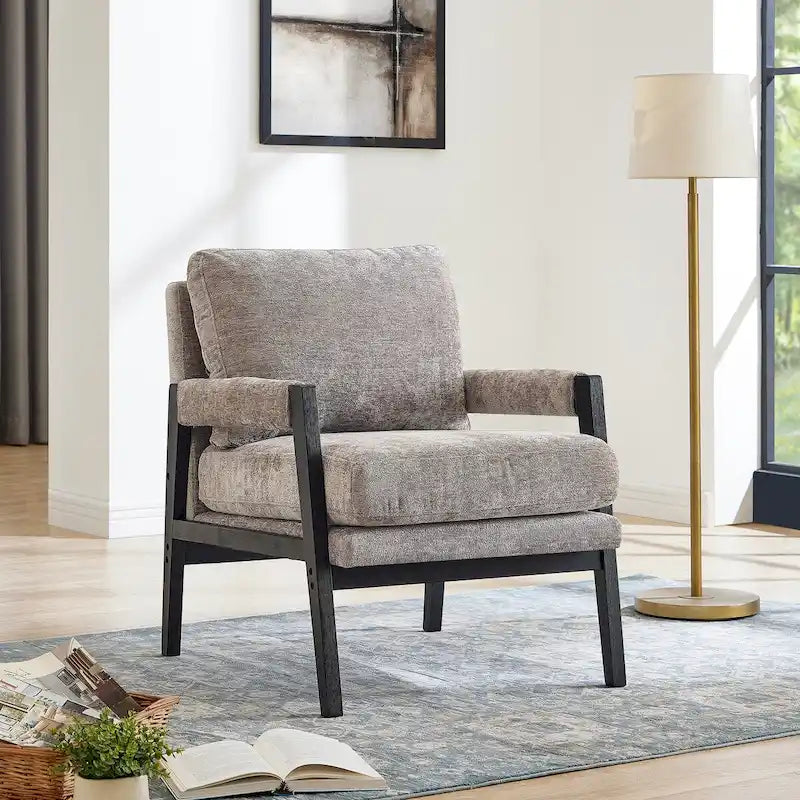 Mid-Century Modern Chenille Upholstered Accent Armchair