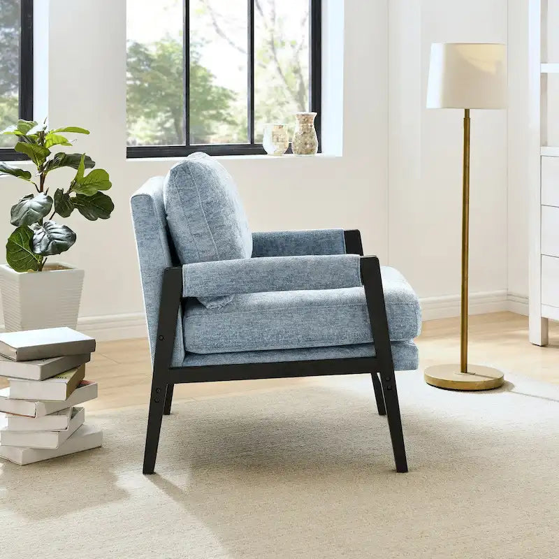 Mid-Century Modern Chenille Upholstered Accent Armchair