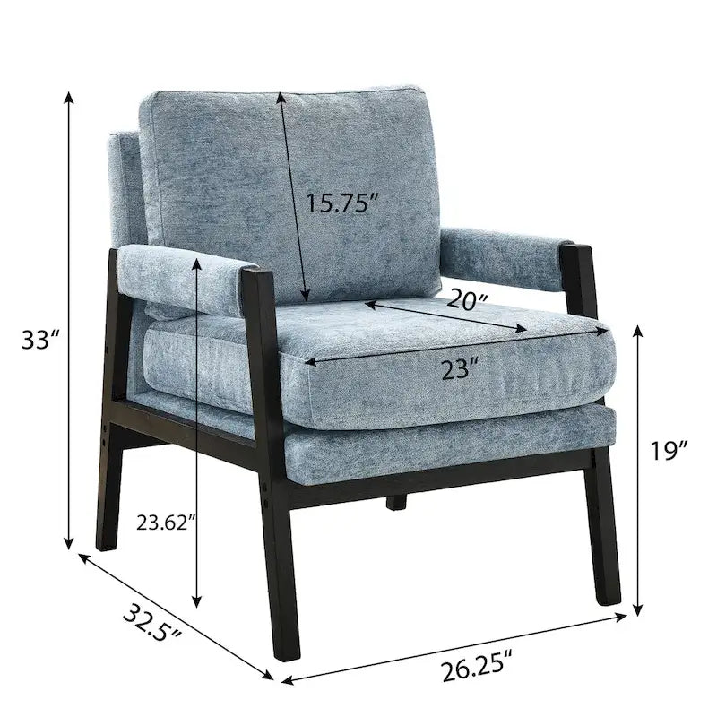 Mid-Century Modern Chenille Upholstered Accent Armchair