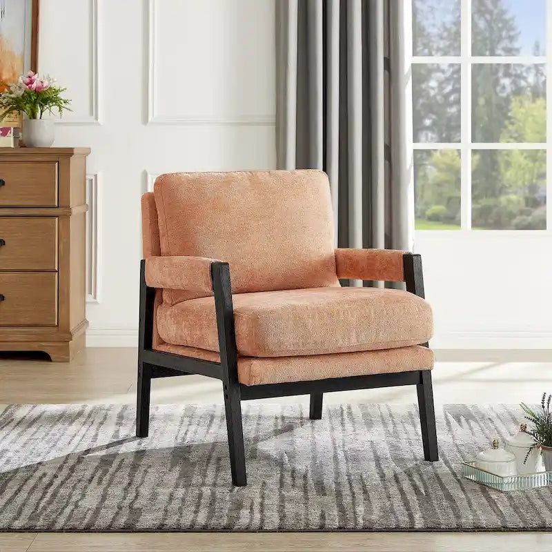 Mid-Century Modern Chenille Upholstered Accent Armchair