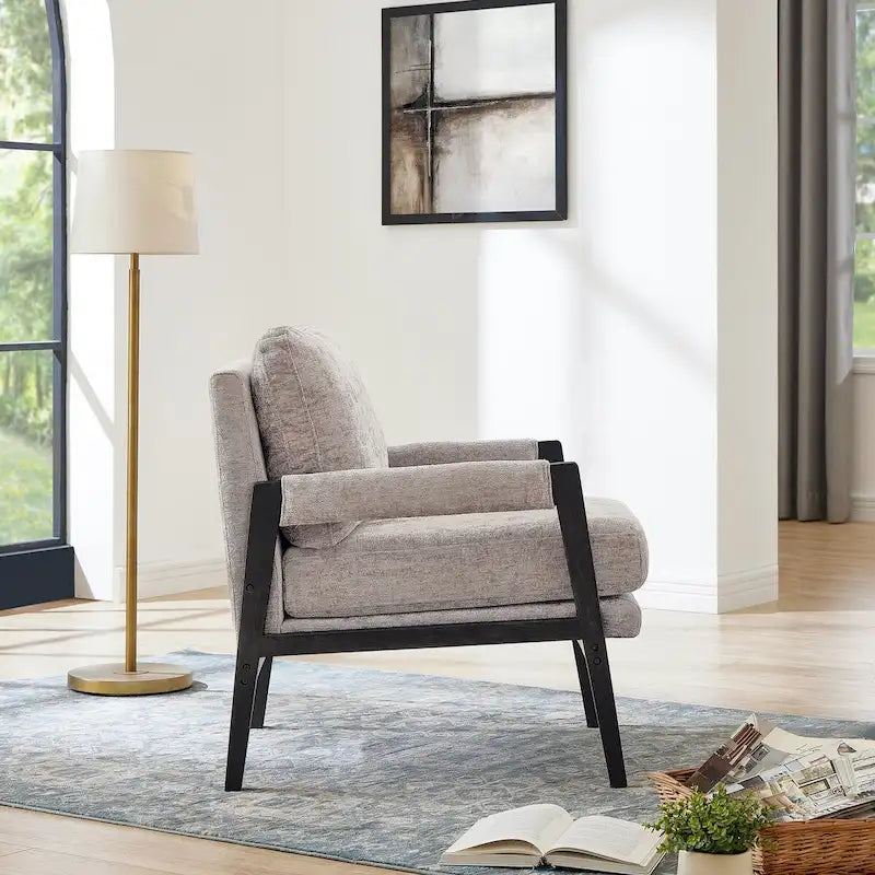 Mid-Century Modern Chenille Upholstered Accent Armchair