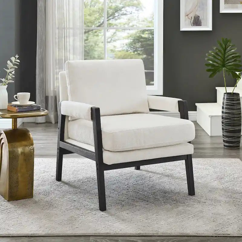 Mid-Century Modern Chenille Upholstered Accent Armchair