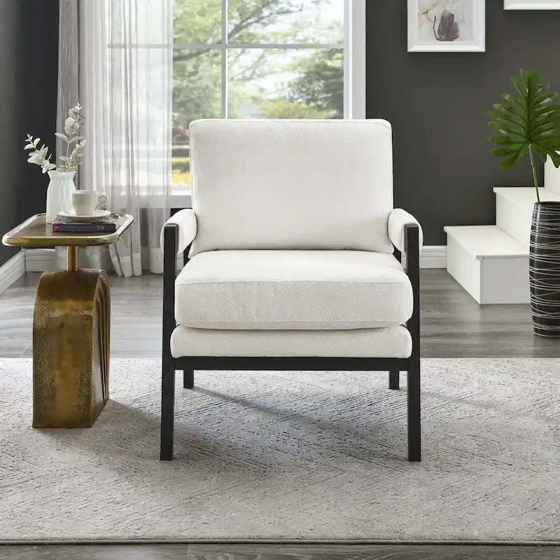 Mid-Century Modern Chenille Upholstered Accent Armchair
