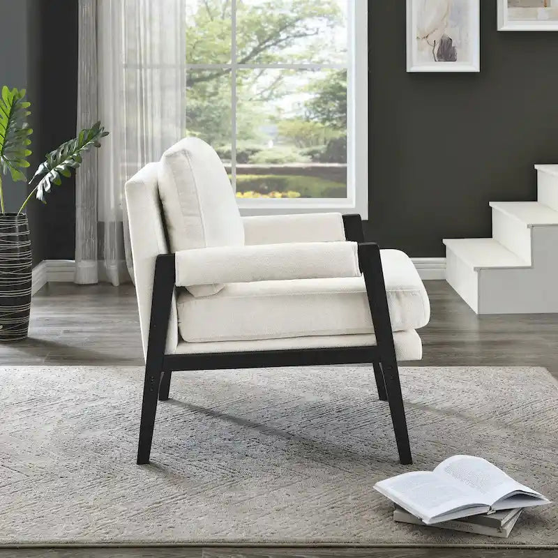 Mid-Century Modern Chenille Upholstered Accent Armchair