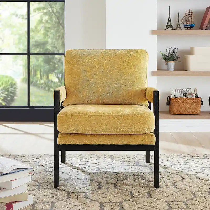 Mid-Century Modern Chenille Upholstered Accent Armchair