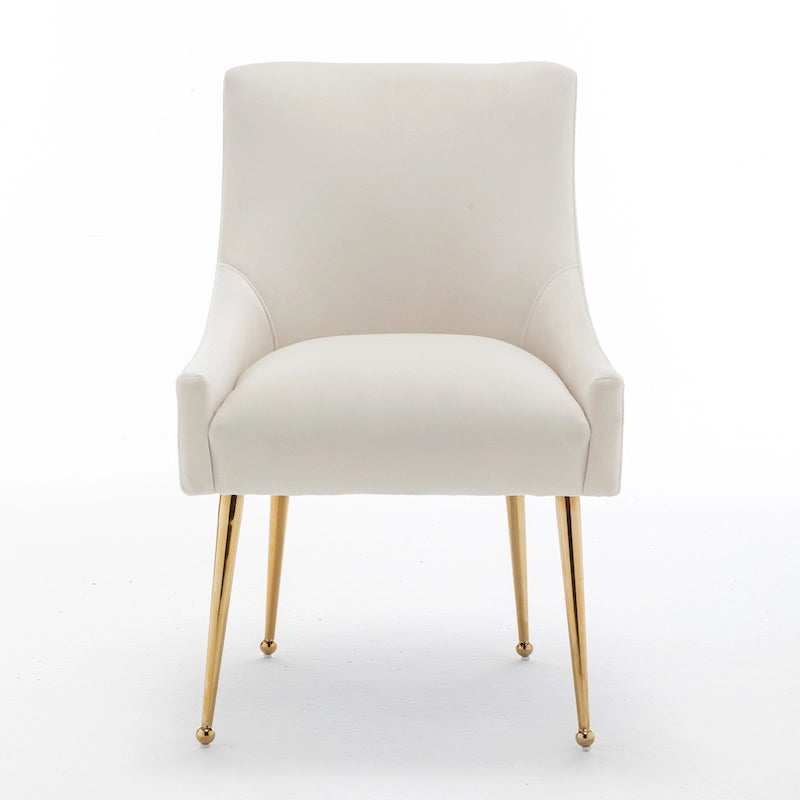 6er-Set gepolsterter Samt-Esszimmerstühle, moderne glamouröse armlose Seitenstühle