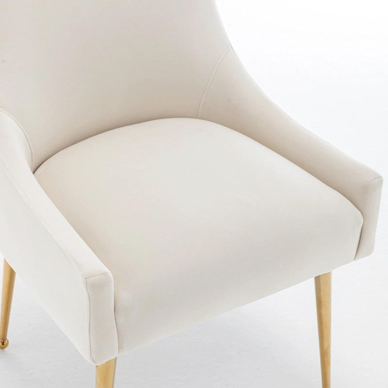 6er-Set gepolsterter Samt-Esszimmerstühle, moderne glamouröse armlose Seitenstühle