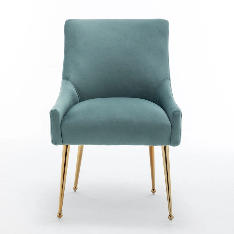 6er-Set gepolsterter Samt-Esszimmerstühle, moderne glamouröse armlose Seitenstühle