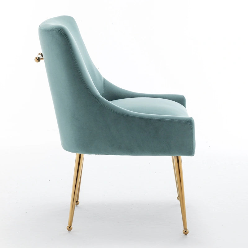 6er-Set gepolsterter Samt-Esszimmerstühle, moderne glamouröse armlose Seitenstühle