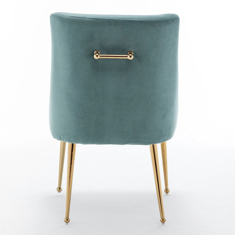 6er-Set gepolsterter Samt-Esszimmerstühle, moderne glamouröse armlose Seitenstühle