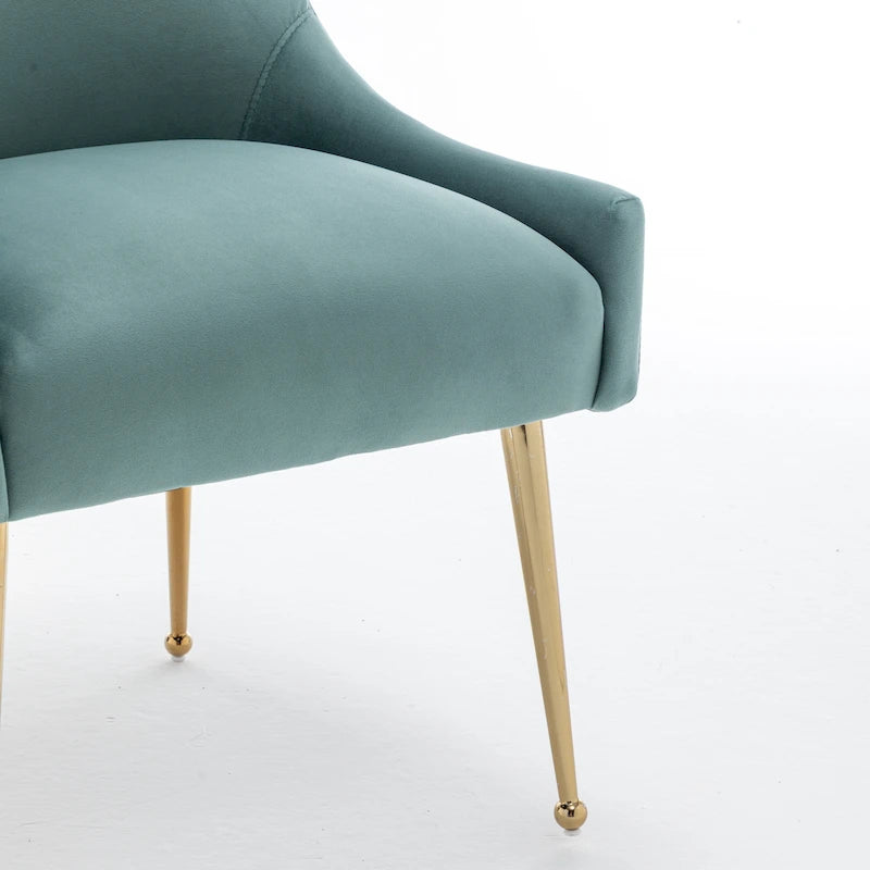 6er-Set gepolsterter Samt-Esszimmerstühle, moderne glamouröse armlose Seitenstühle