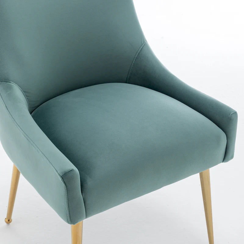 6er-Set gepolsterter Samt-Esszimmerstühle, moderne glamouröse armlose Seitenstühle