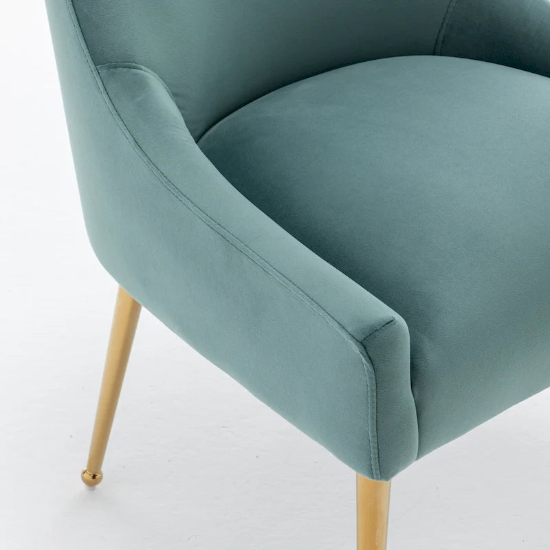6er-Set gepolsterter Samt-Esszimmerstühle, moderne glamouröse armlose Seitenstühle