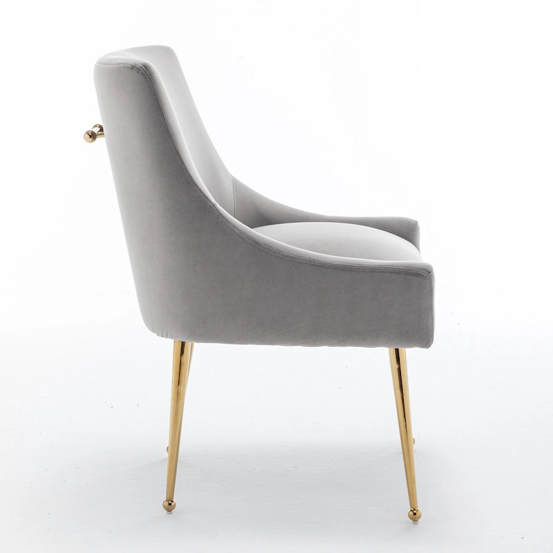 6er-Set gepolsterter Samt-Esszimmerstühle, moderne glamouröse armlose Seitenstühle