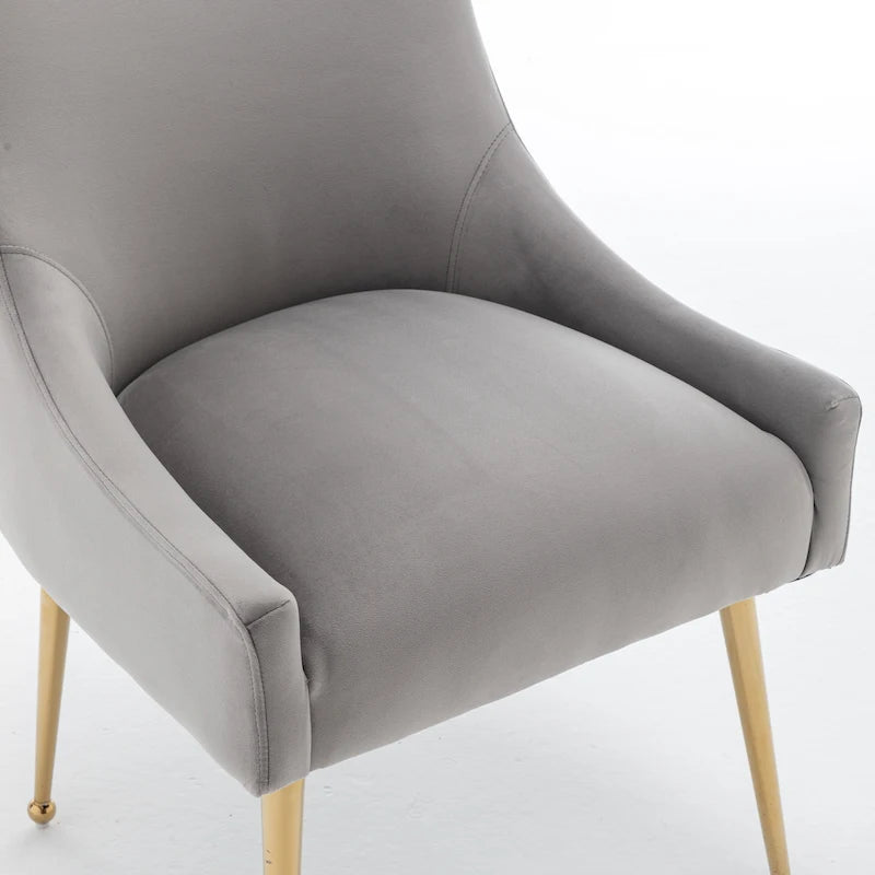 6er-Set gepolsterter Samt-Esszimmerstühle, moderne glamouröse armlose Seitenstühle