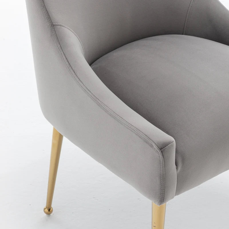 6er-Set gepolsterter Samt-Esszimmerstühle, moderne glamouröse armlose Seitenstühle