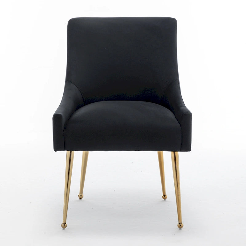 6er-Set gepolsterter Samt-Esszimmerstühle, moderne glamouröse armlose Seitenstühle