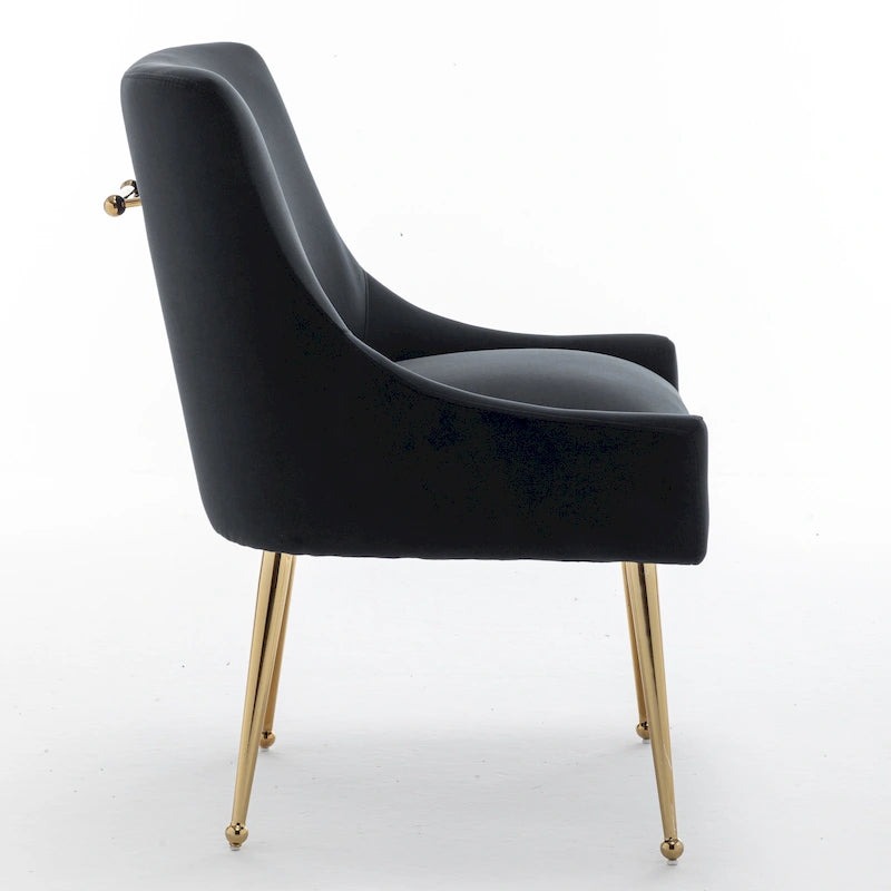 6er-Set gepolsterter Samt-Esszimmerstühle, moderne glamouröse armlose Seitenstühle