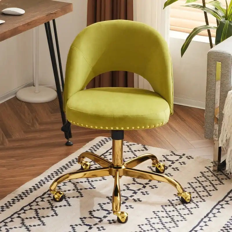 Bürostuhl, Samt-Schreibtischstuhl, drehbarer Armlehnenstuhl aus hübschem modernem Stoff für das Homeoffice, mit Rollen