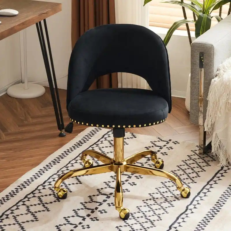 Bürostuhl, Samt-Schreibtischstuhl, drehbarer Armlehnenstuhl aus hübschem modernem Stoff für das Homeoffice, mit Rollen