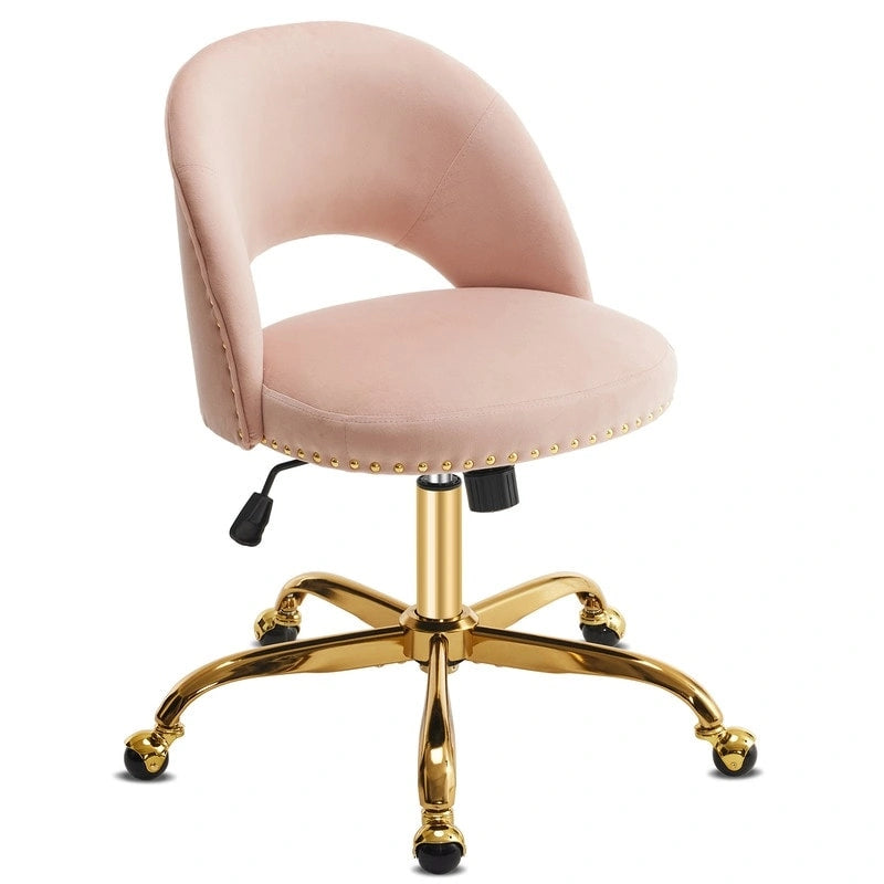 Bürostuhl, Samt-Schreibtischstuhl, drehbarer Armlehnenstuhl aus hübschem modernem Stoff für das Homeoffice, mit Rollen